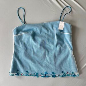 Mandalay blue corset style top with embellished trim size 8